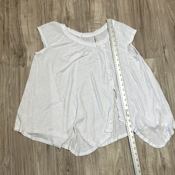 Free People Keep It Casual White Linen Blend Oversized Boho Split Tee Size XS - Picture 4 of 9